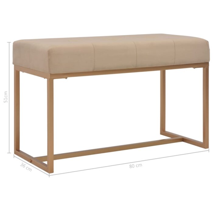 Banc d'entrée beige 80 cm velours – Image 4