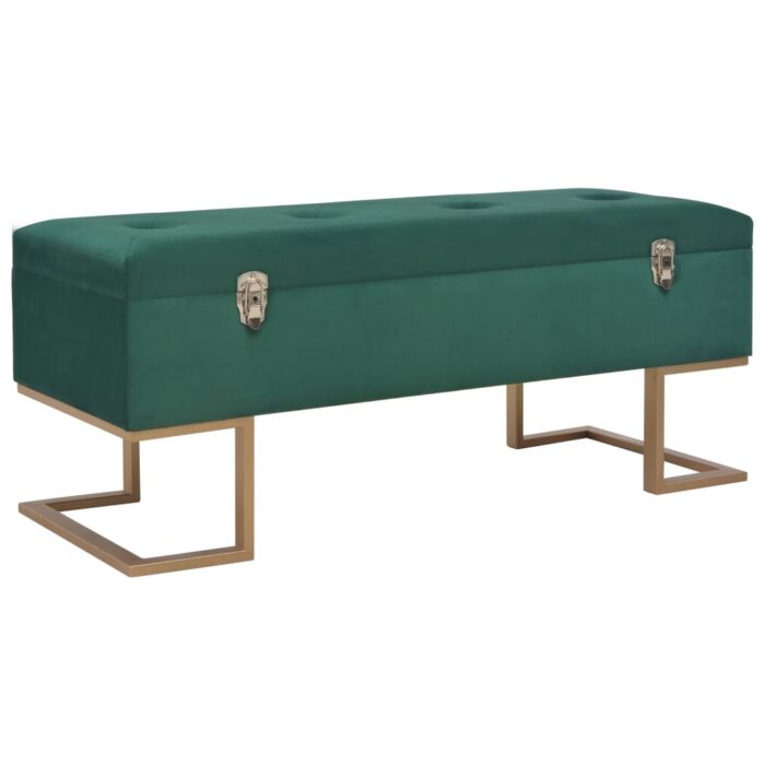 Banc avec compartiment de rangement 105 cm Vert Velours – Image 1