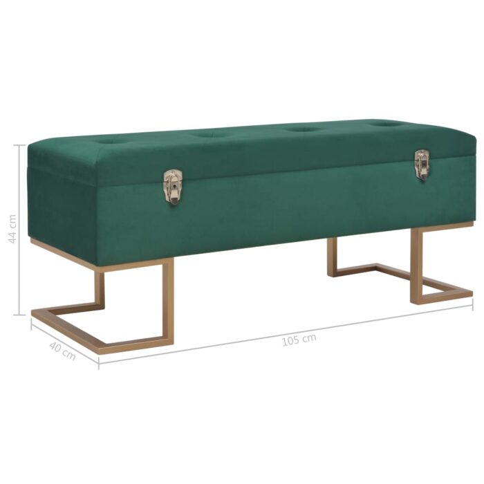 Banc avec compartiment de rangement 105 cm Vert Velours – Image 6