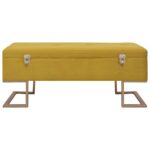 Banc avec compartiment de rangement 105 cm Moutarde Velours – Image 2