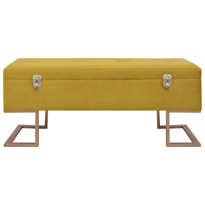 Banc avec compartiment de rangement 105 cm Moutarde Velours – Image 2