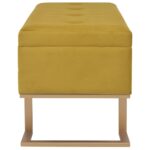 Banc avec compartiment de rangement 105 cm Moutarde Velours – Image 3