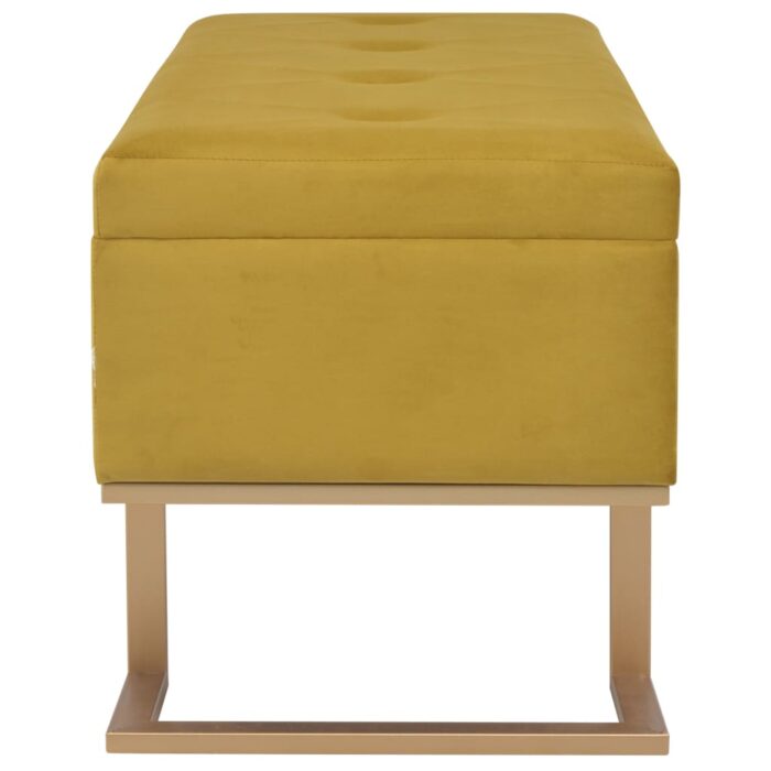 Banc avec compartiment de rangement 105 cm Moutarde Velours – Image 3