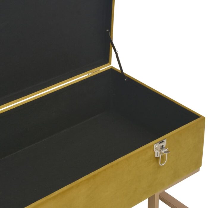 Banc avec compartiment de rangement 105 cm Moutarde Velours – Image 4