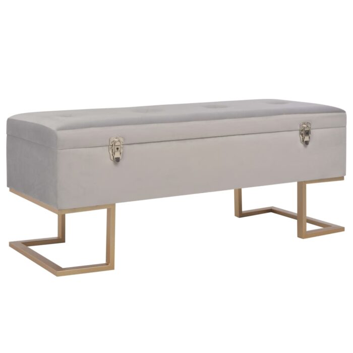 Banc avec compartiment de rangement 105 cm Gris Velours – Image 1