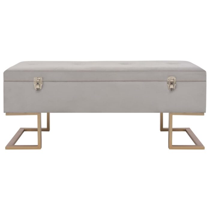 Banc avec compartiment de rangement 105 cm Gris Velours – Image 2