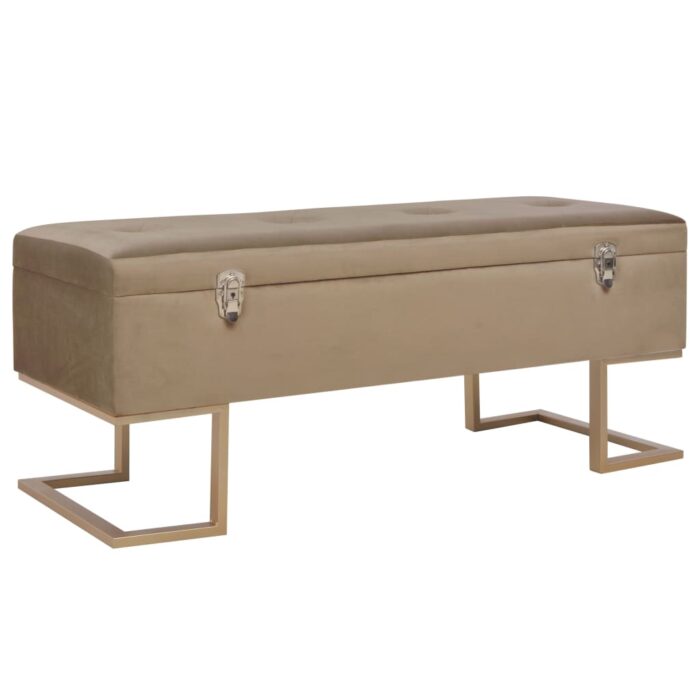 Banc avec compartiment de rangement 105 cm Beige Velours – Image 1