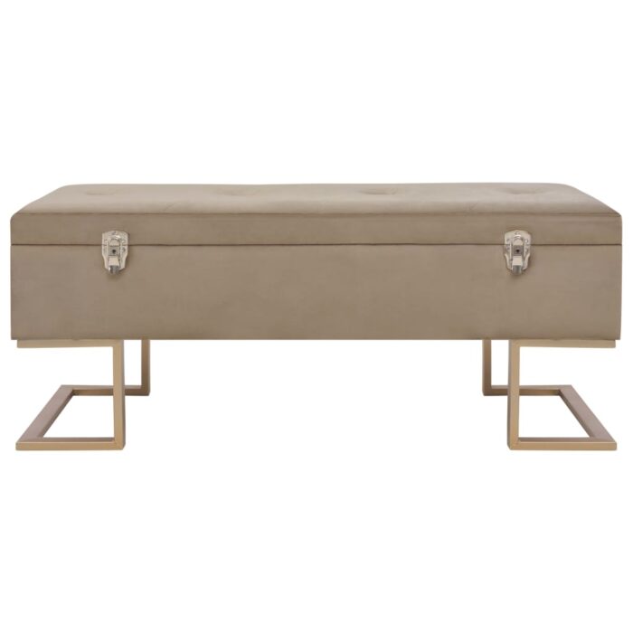 Banc avec compartiment de rangement 105 cm Beige Velours – Image 2