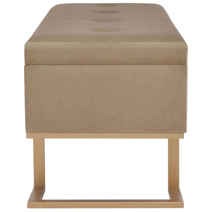 Banc avec compartiment de rangement 105 cm Beige Velours – Image 3