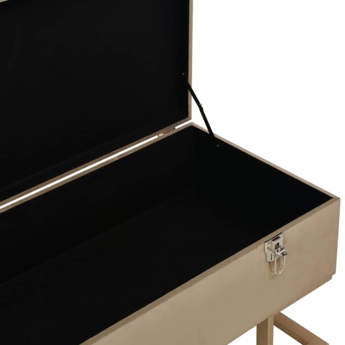 Banc avec compartiment de rangement 105 cm Beige Velours – Image 4