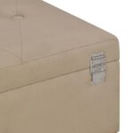 Banc avec compartiment de rangement 105 cm Beige Velours – Image 5