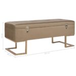 Banc avec compartiment de rangement 105 cm Beige Velours – Image 6