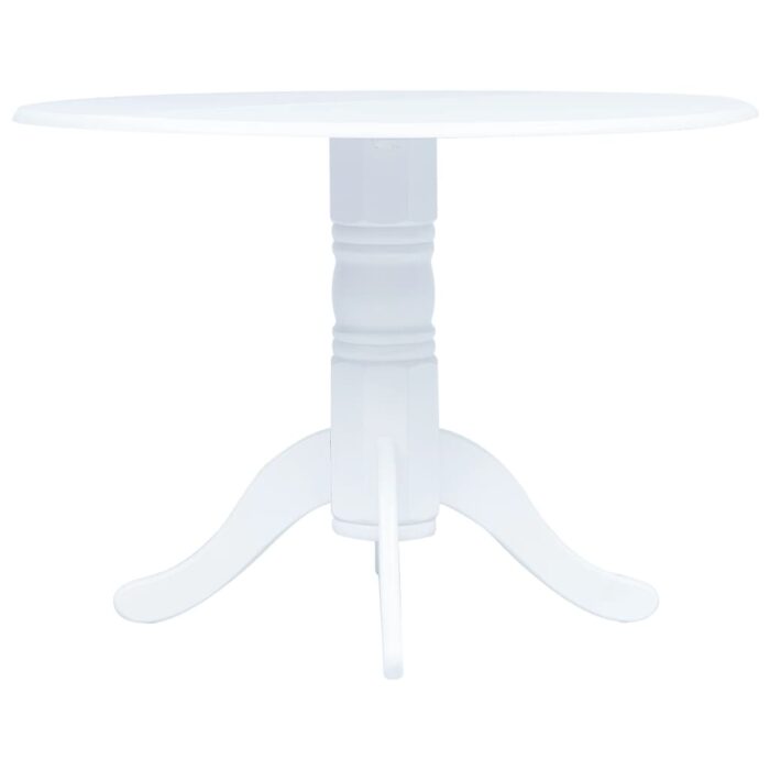 Table à manger Blanc 106 cm Bois d'hévéa massif – Image 1