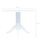 Table à manger Blanc 106 cm Bois d'hévéa massif – Image 4