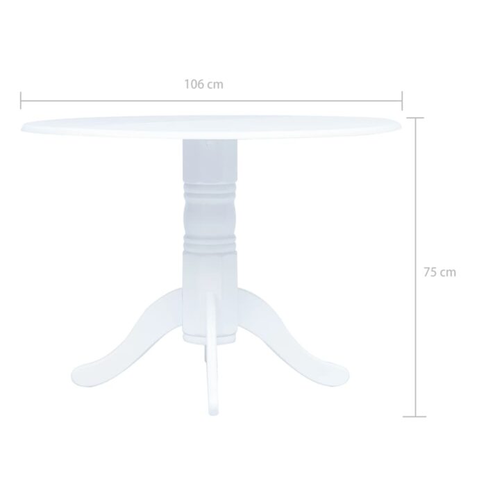Table à manger Blanc 106 cm Bois d'hévéa massif – Image 4