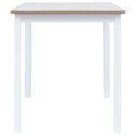 Table à manger Blanc et marron 114x71x75 cm Bois d'hévéa massif – Image 2
