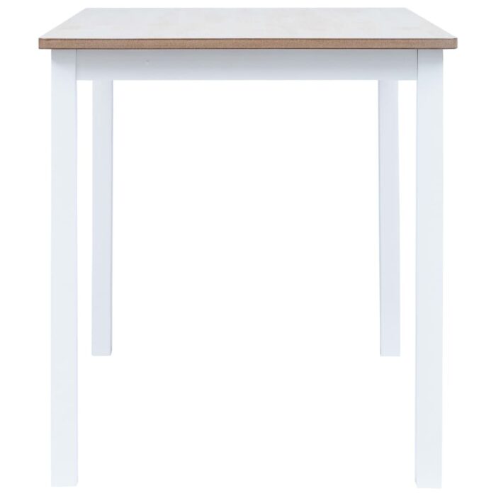 Table à manger Blanc et marron 114x71x75 cm Bois d'hévéa massif – Image 2