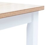 Table à manger Blanc et marron 114x71x75 cm Bois d'hévéa massif – Image 3