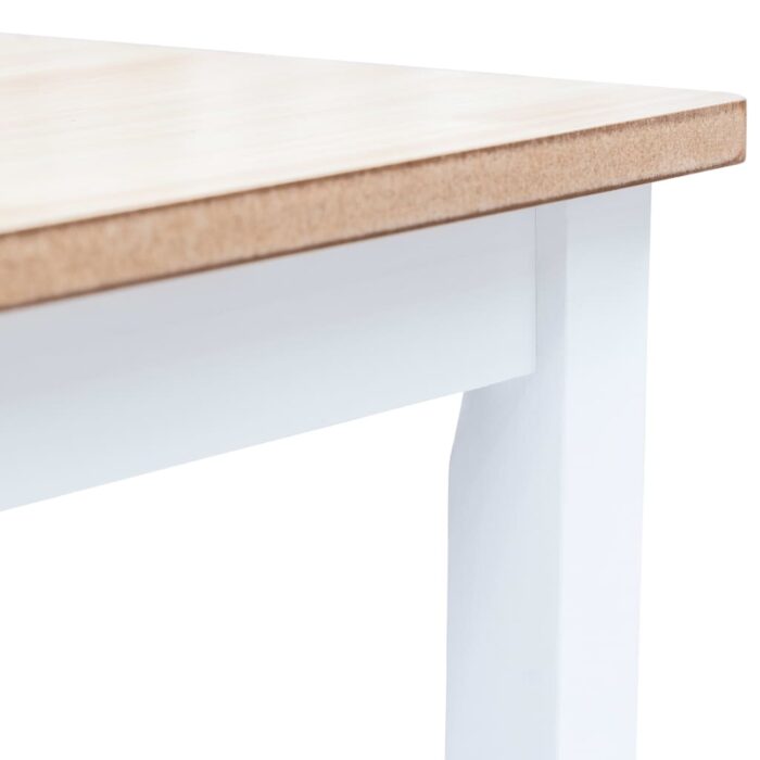 Table à manger Blanc et marron 114x71x75 cm Bois d'hévéa massif – Image 3