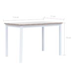 Table à manger Blanc et marron 114x71x75 cm Bois d'hévéa massif – Image 5