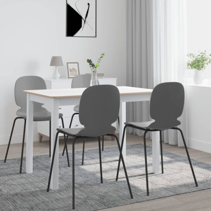 Table à manger Blanc et marron 114x71x75 cm Bois d'hévéa massif – Image 1