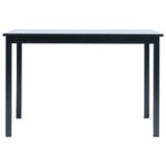 Table de salle à manger Noir 114x71x75 cm Bois d'hévéa massif – Image 2