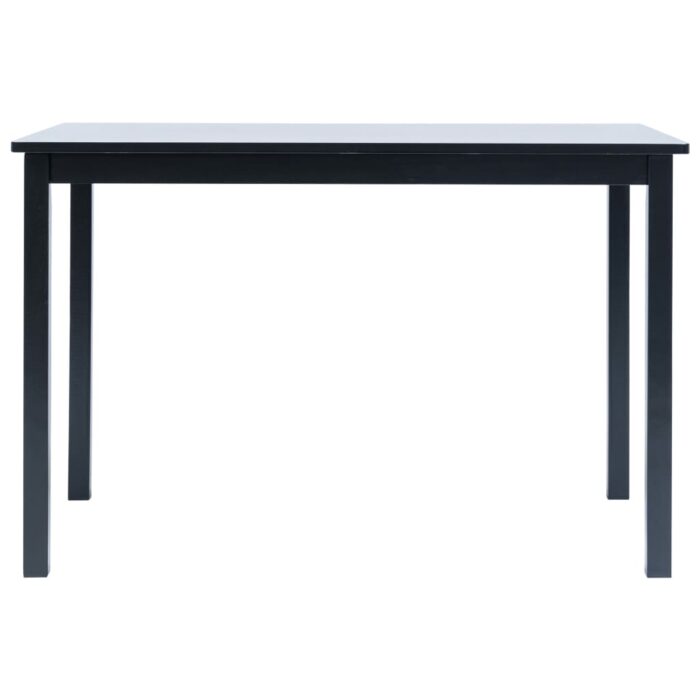 Table de salle à manger Noir 114x71x75 cm Bois d'hévéa massif – Image 2