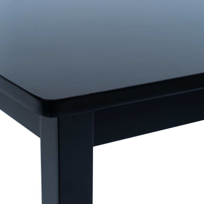 Table de salle à manger Noir 114x71x75 cm Bois d'hévéa massif – Image 4