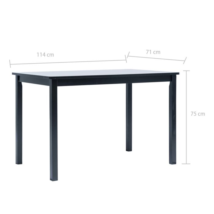 Table de salle à manger Noir 114x71x75 cm Bois d'hévéa massif – Image 5