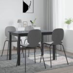 Table de salle à manger Noir 114x71x75 cm Bois d'hévéa massif