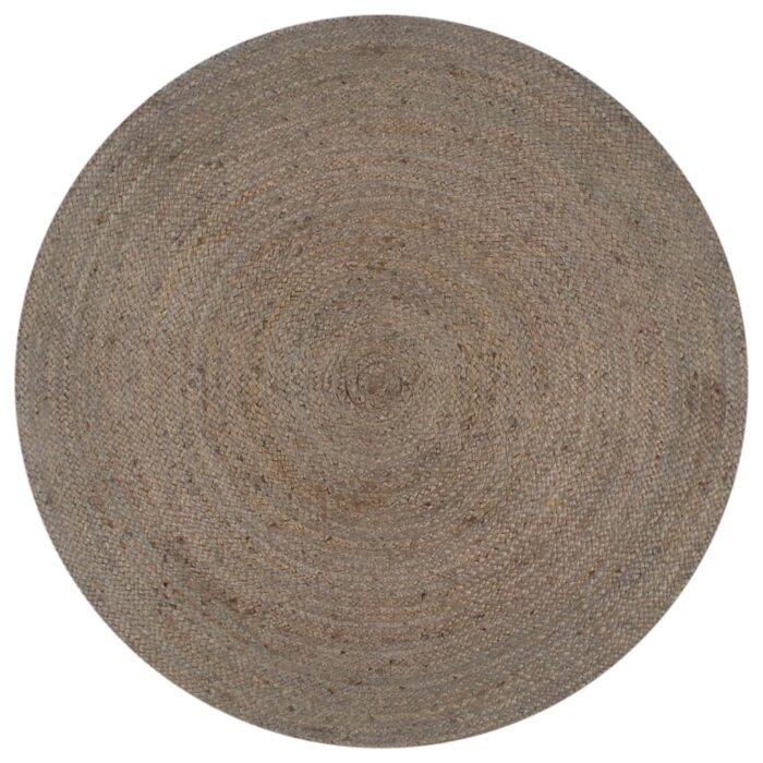 Tapis fait à la main Jute Rond 90 cm Gris – Image 1