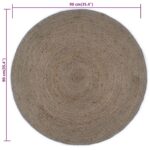 Tapis fait à la main Jute Rond 90 cm Gris – Image 5