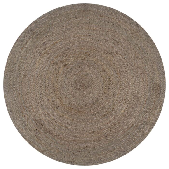 VXL8718475733027_a_en_hd_1.jpg Tapis fait à la main Jute Rond 120 cm Gris – Image 1