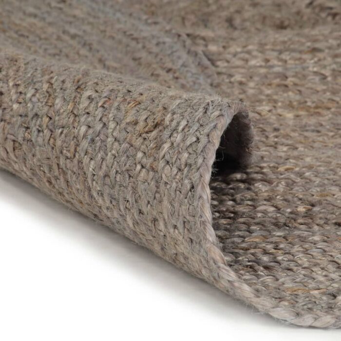Tapis fait à la main Jute Rond 120 cm Gris – Image 3