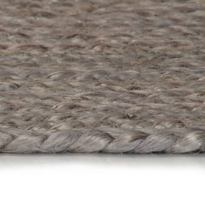Tapis fait à la main Jute Rond 120 cm Gris – Image 4