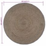Tapis fait à la main Jute Rond 120 cm Gris – Image 5