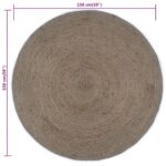 Tapis fait à la main Jute Rond 150 cm Gris – Image 5