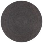 Tapis fait à la main Jute Rond 90 cm Gris foncé