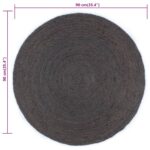 Tapis fait à la main Jute Rond 90 cm Gris foncé – Image 5