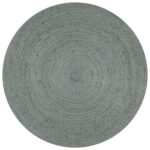 Tapis fait à la main Jute Rond 120 cm Vert olive
