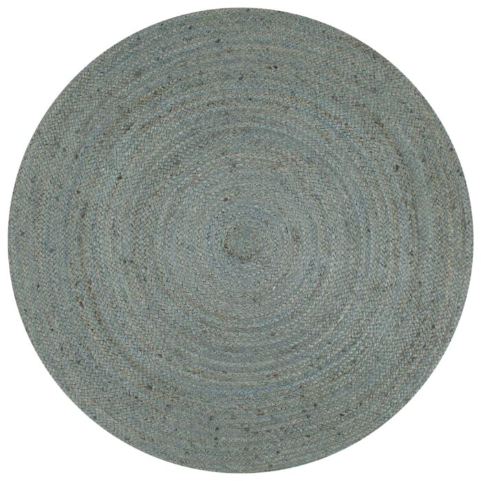 Tapis fait à la main Jute Rond 120 cm Vert olive – Image 1