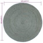 Tapis fait à la main Jute Rond 120 cm Vert olive – Image 5