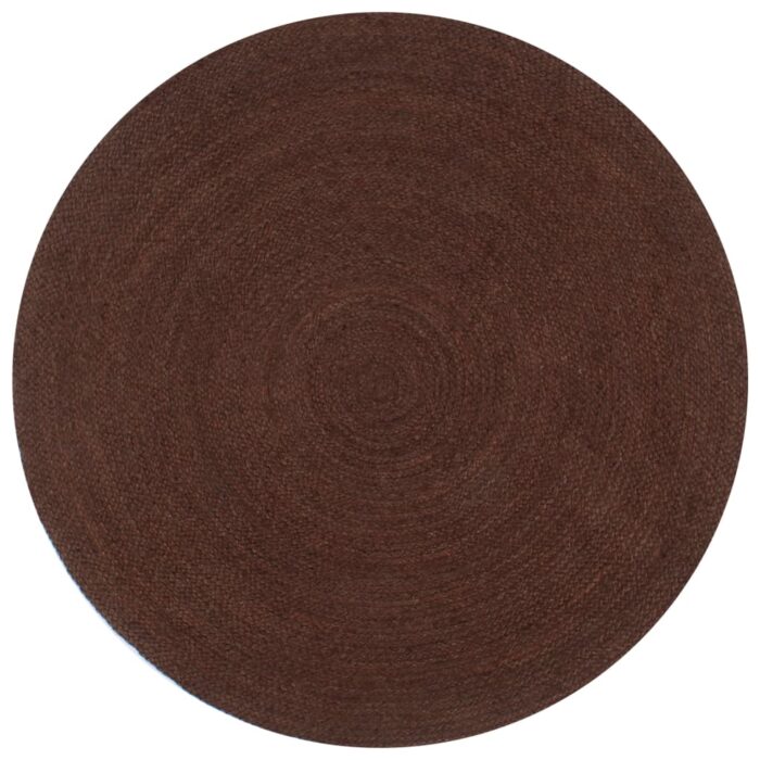 Tapis fait à la main Jute Rond 180 cm marron – Image 1