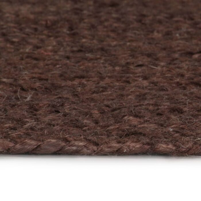 Tapis fait à la main Jute Rond 180 cm marron – Image 4