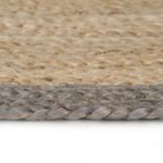 Tapis fait à la main Jute avec bord gris 150 cm – Image 4