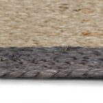 Tapis fait à la main Jute avec bord gris foncé 120 cm – Image 4