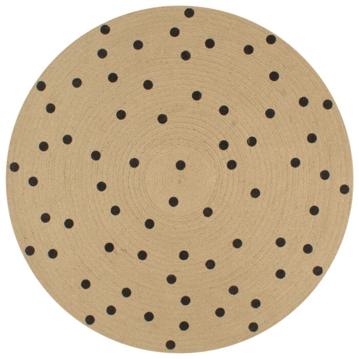 Tapis fait à la main Jute avec imprimé à pois 150 cm – Image 1