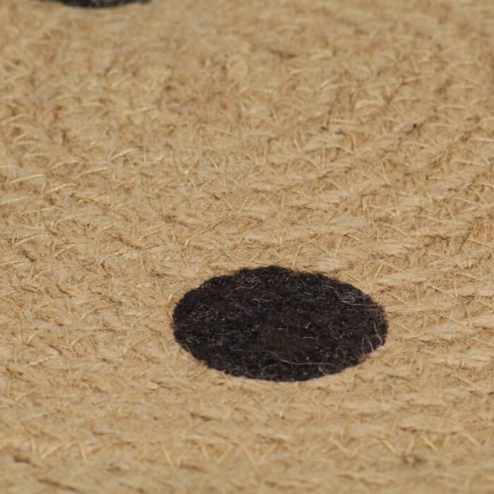 Tapis fait à la main Jute avec imprimé à pois 150 cm – Image 2