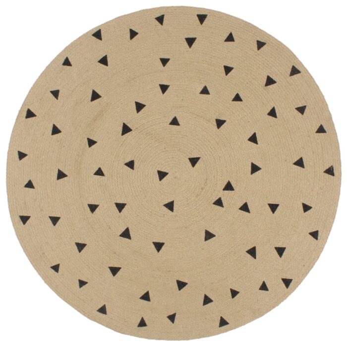 Tapis fait à la main Jute avec imprimé à triangles 120 cm – Image 1