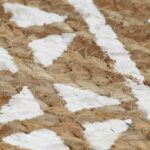 Tapis fait à la main Jute avec imprimé blanc 150 cm – Image 2
